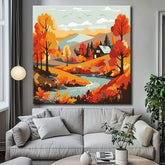 Painting by numbers children's house by the river